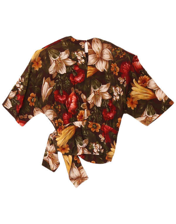 Blusa Feminina Punto e Virgola Top IT 44 Acetato Floral Marrom Médio
