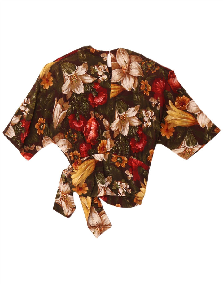 Blusa Feminina Punto e Virgola Top IT 44 Acetato Floral Marrom Médio