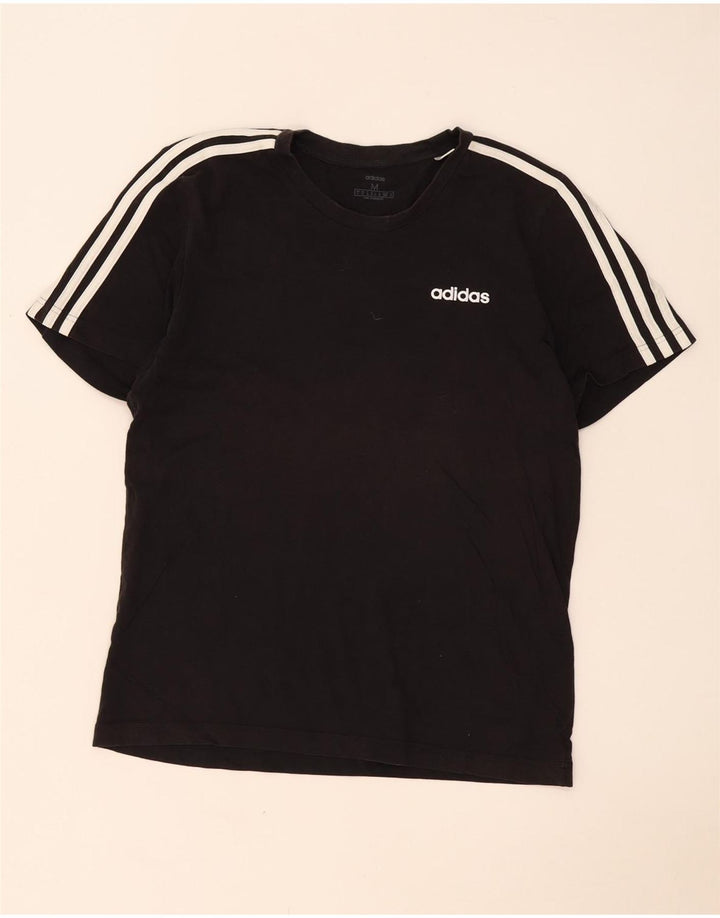 Adidas Mens Camiseta Top Médio Algodão Preto