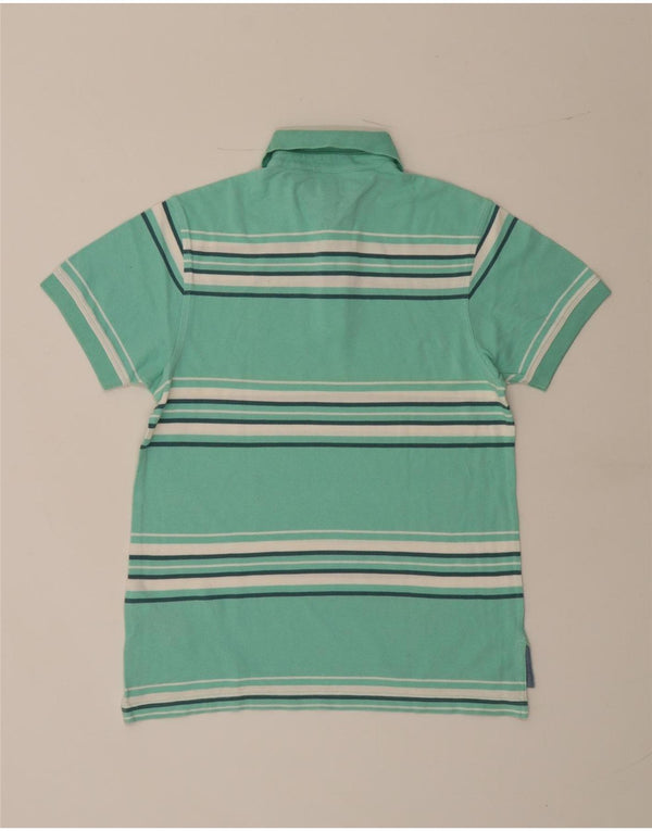 Camisa polo masculina Tommy Hilfiger XS turquesa listrada de algodão