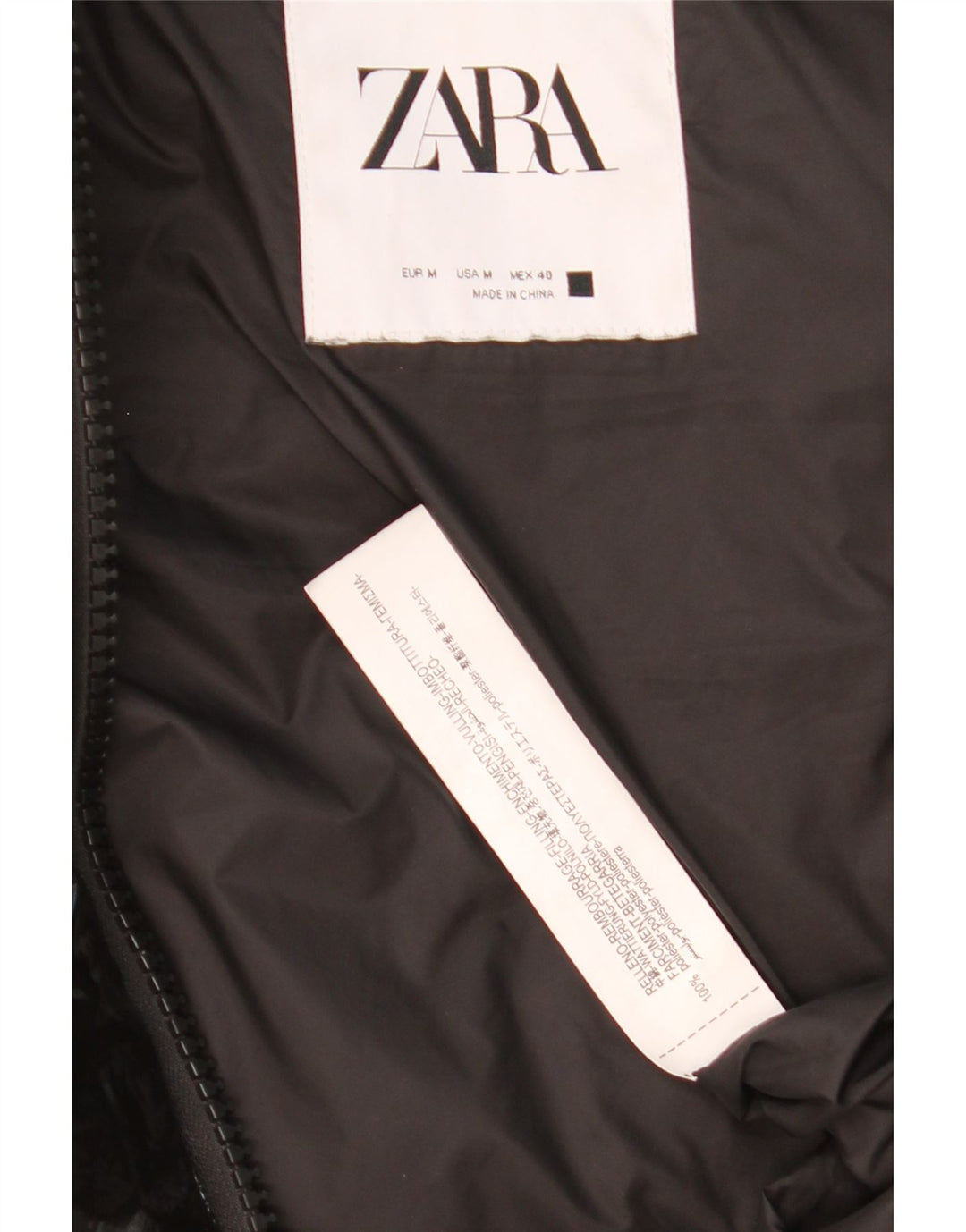 Colete acolchoado com capuz masculino ZARA UK 38 poliéster preto médio