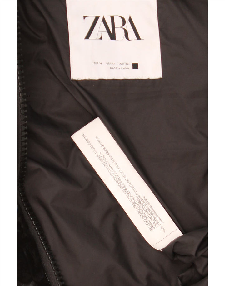 Colete acolchoado com capuz masculino ZARA UK 38 poliéster preto médio