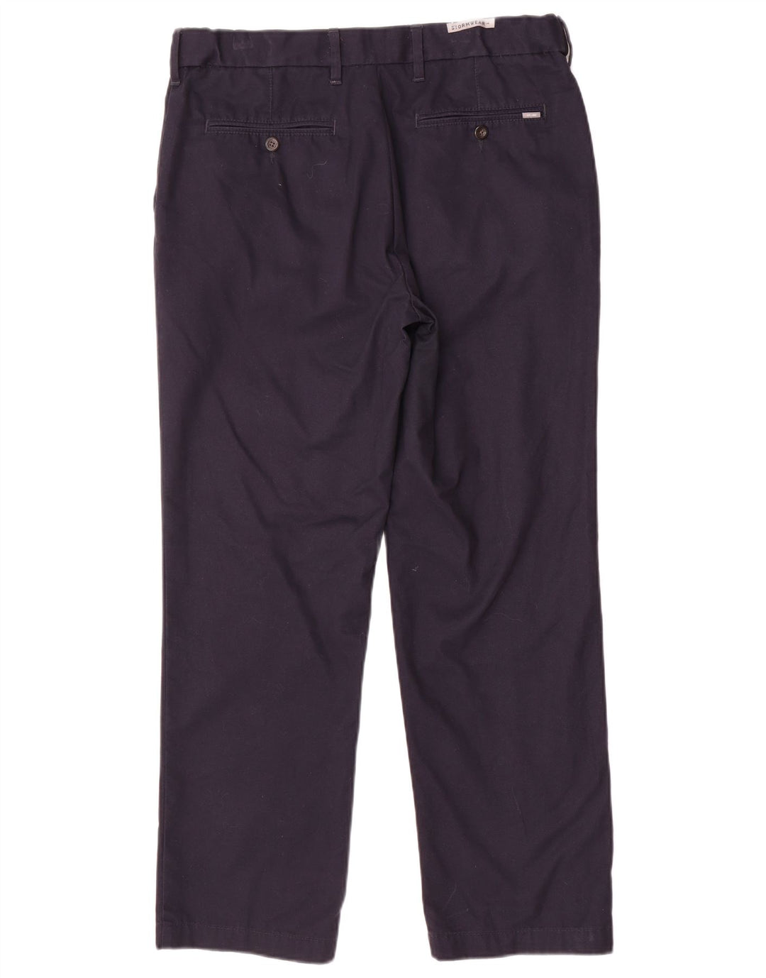 Calça masculina de terno regular Marks & Spencer W34 L29 algodão azul marinho