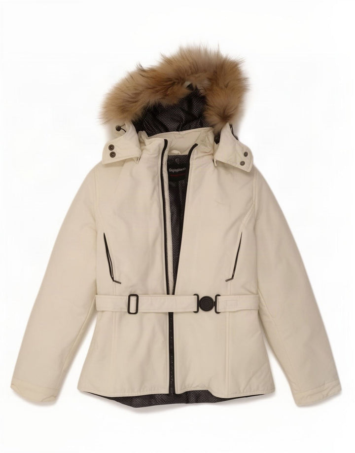Jaqueta de chuva feminina com capuz Refrigiwear UK 10 pequena branca