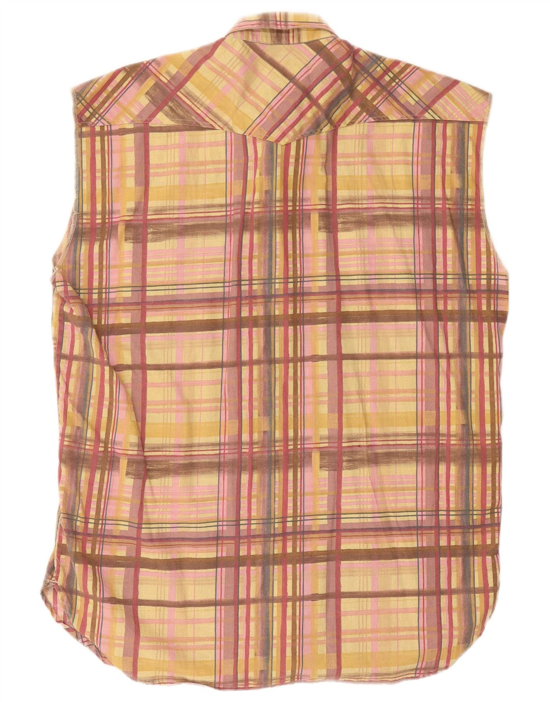 Camisa masculina Casucci Western sem mangas XL xadrez multicolorida
