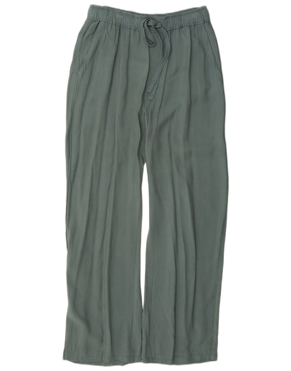 Zara Calça feminina casual de perna larga médio W28 L29 verde