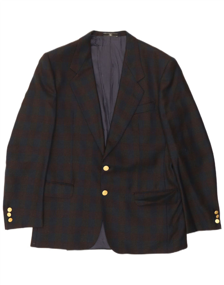 Jaqueta Blazer Masculina Valentino com 2 Botões Reino Unido 38 Médio Azul Marinho Xadrez