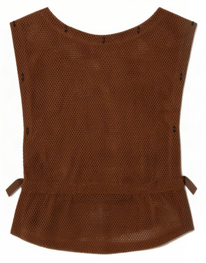 Top feminino vintage sem mangas transparente IT 36 XS marrom