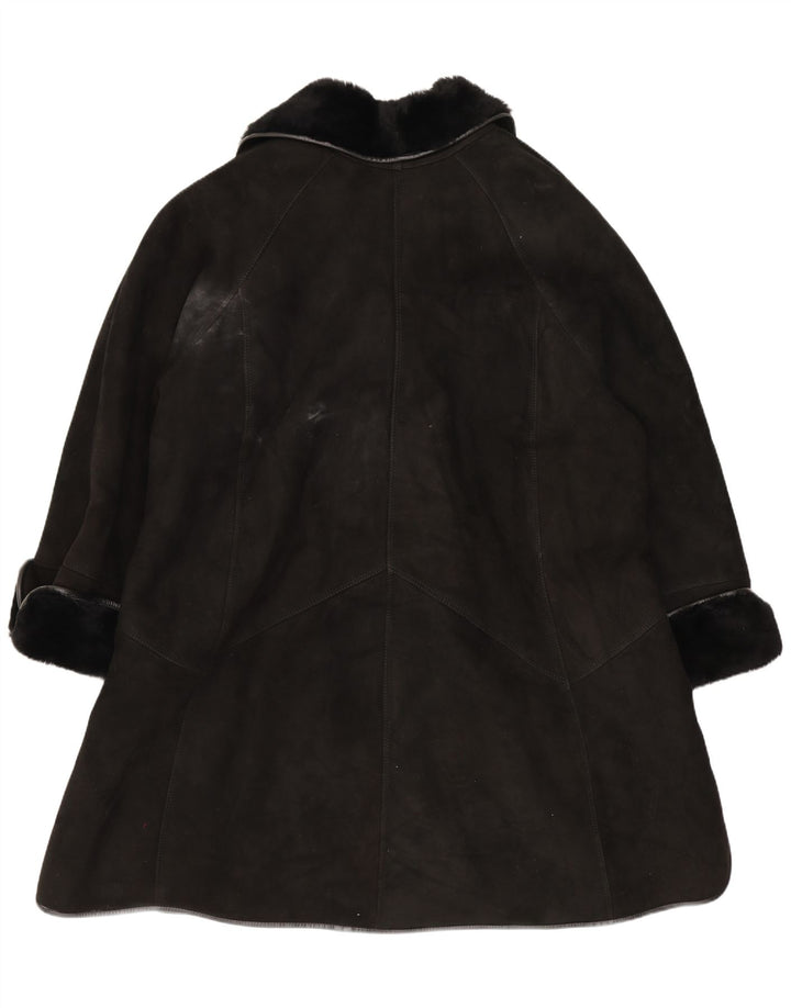 Casaco feminino vintage de shearling UK 18 XL preto
