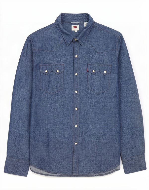 Camisa jeans masculina Levi's grande algodão azul