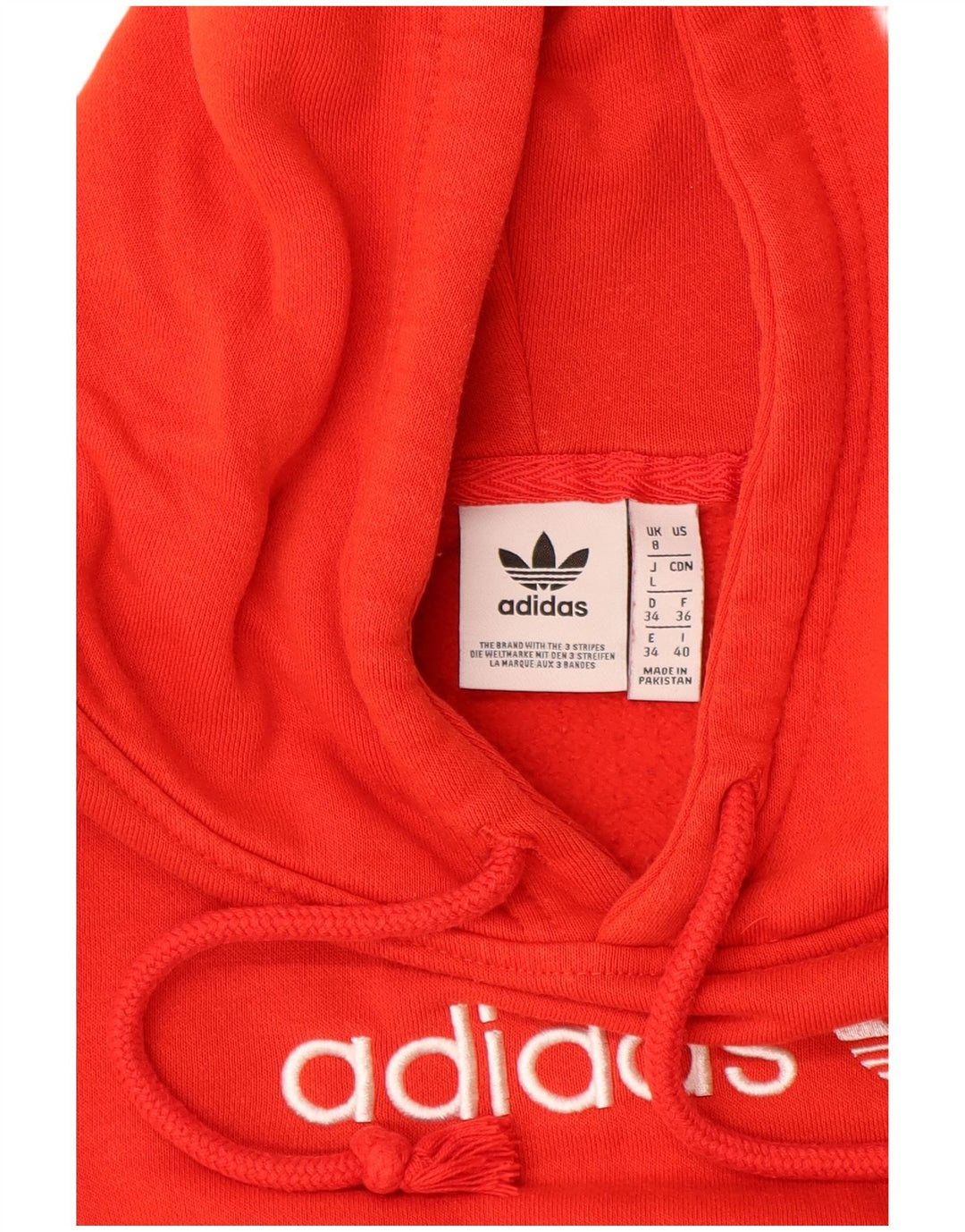 ADIDAS Womens Graphic Oversized Hoodie Jumper Reino Unido 8 Pequeno Algodão Vermelho