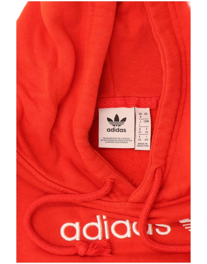 ADIDAS Womens Graphic Oversized Hoodie Jumper Reino Unido 8 Pequeno Algodão Vermelho