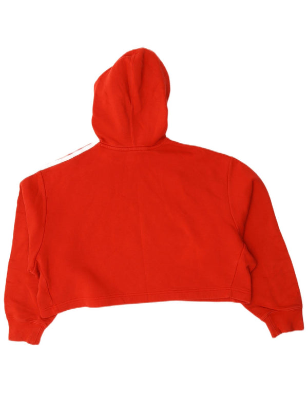 Adidas Womens Crop Oversized Hoodie Jumper Reino Unido 10 Pequeno Algodão Vermelho