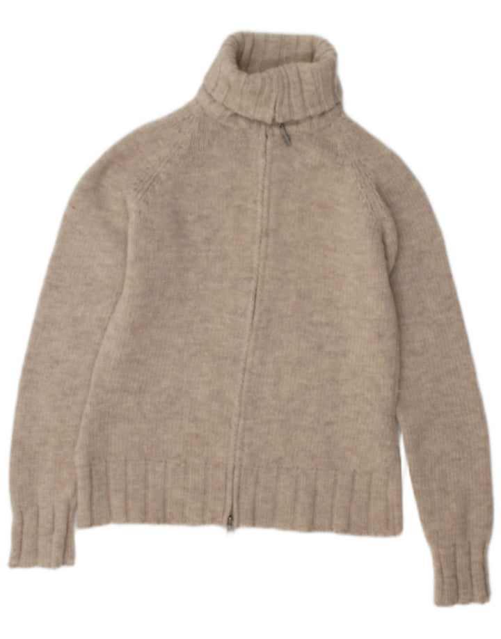 Suéter cardigã feminino Laura Ashley Reino Unido 14 lã bege médio