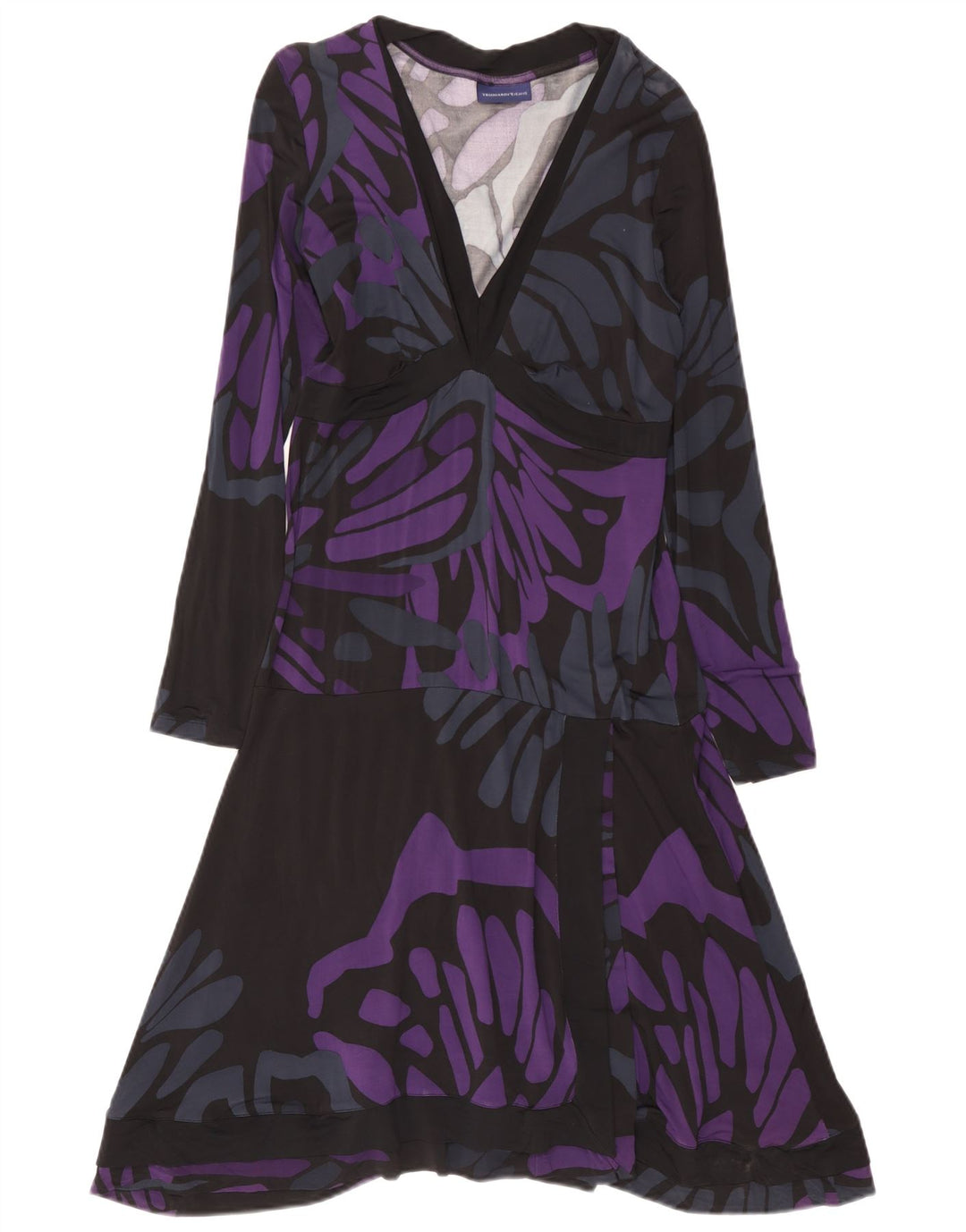 Vestido feminino Trussardi com estampa abstrata em camadas IT 46 grande roxo