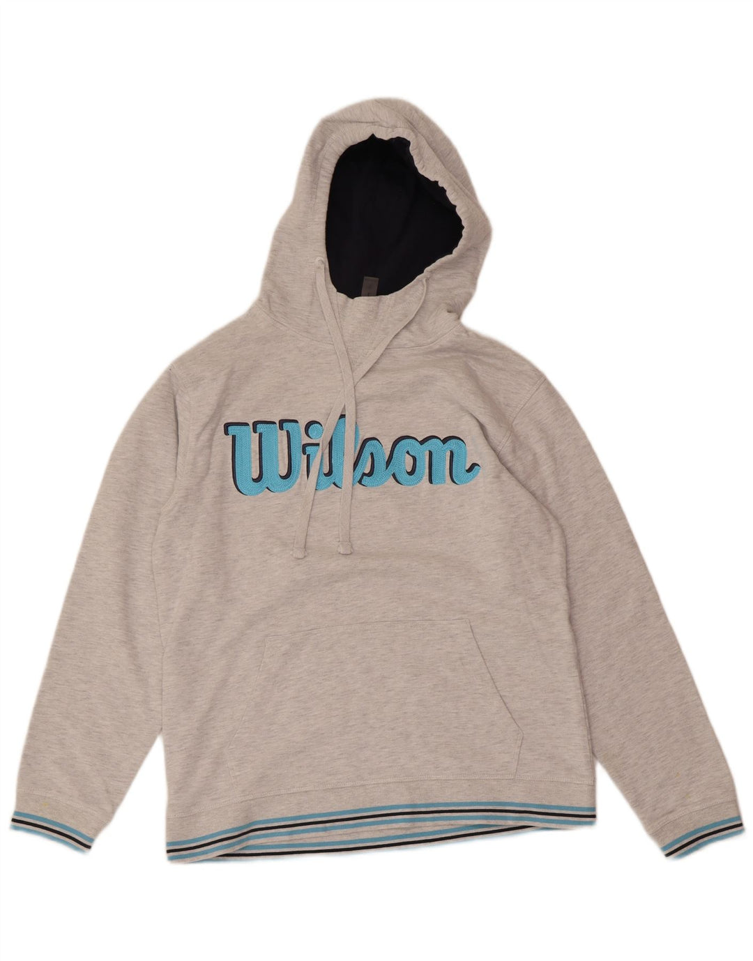 WILSON Suéter masculino com capuz gráfico grande algodão manchado cinza