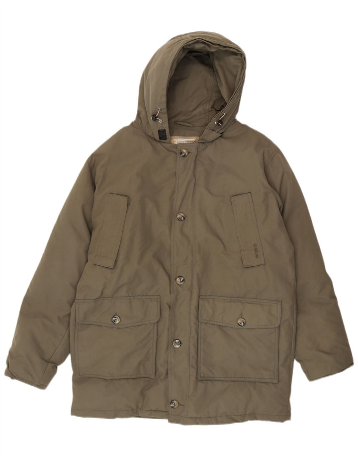 Jaqueta masculina acolchoada com capuz Brugi UK 40 grande poliamida cáqui