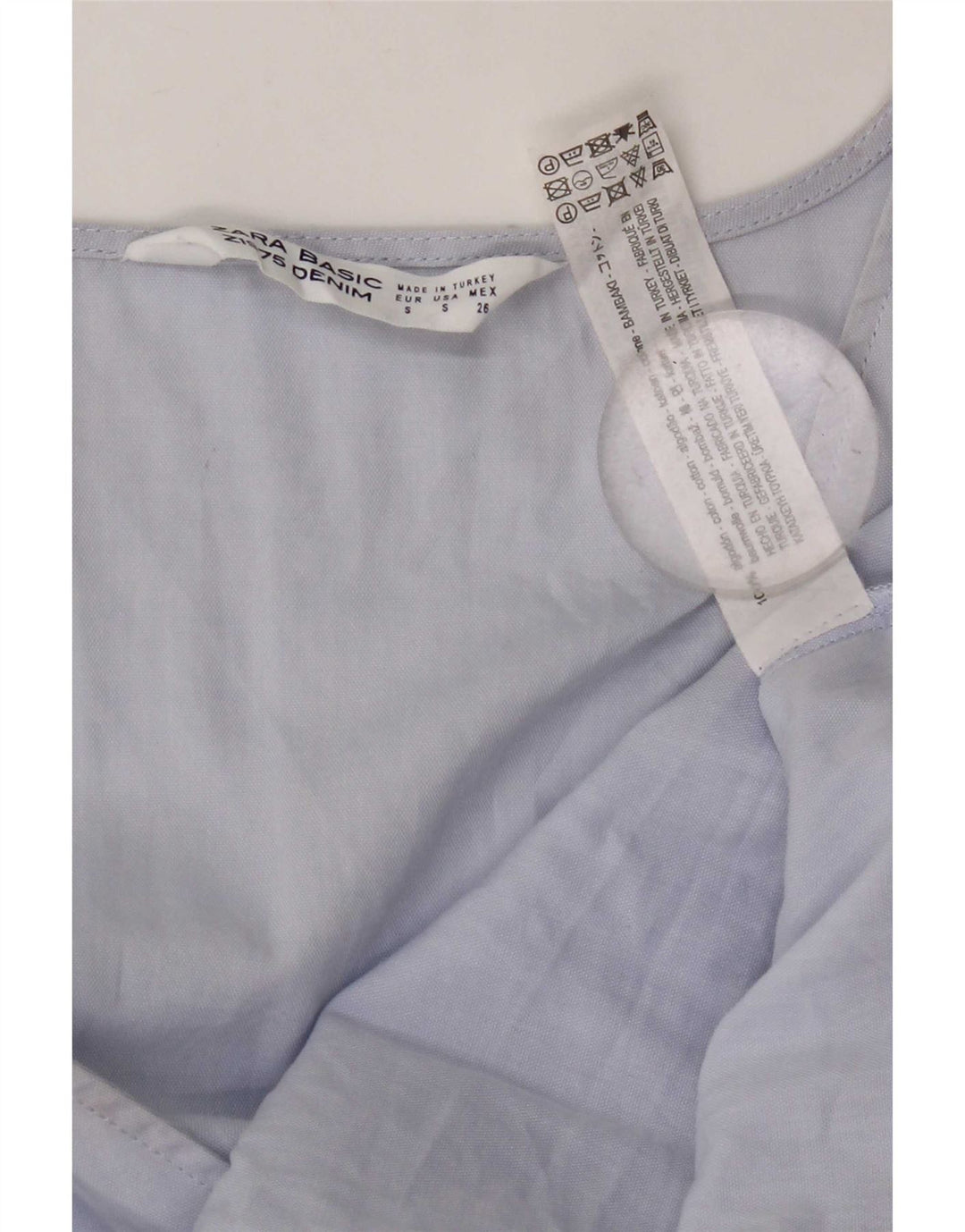 Blusa feminina de manga comprida Zara Top UK 10 algodão azul pequeno