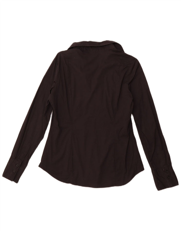 Camisa pulôver feminina BENETTON Reino Unido 16 grande algodão preto