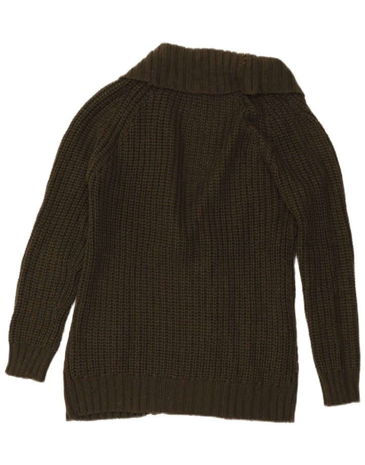 Suéter cardigã feminino Zara com peito duplo UK 14 médio cáqui