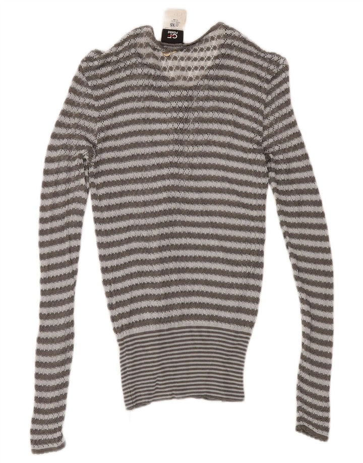 GF FERRE Conjunto feminino transparente de 2 peças Reino Unido 4 XS listrado cinza