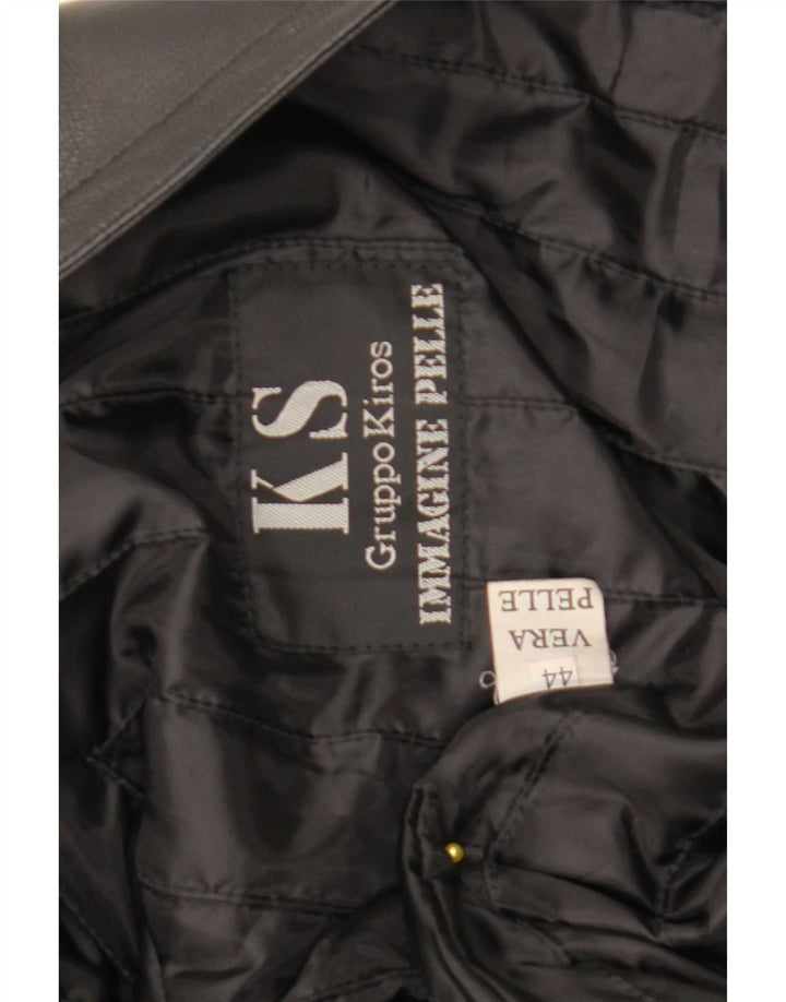Casaco feminino de couro grande Kiros IT 44 couro preto médio