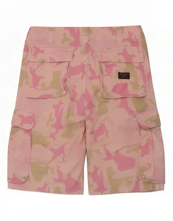 Shorts cargo masculino Abercrombie & Fitch W32 algodão camuflado rosa médio