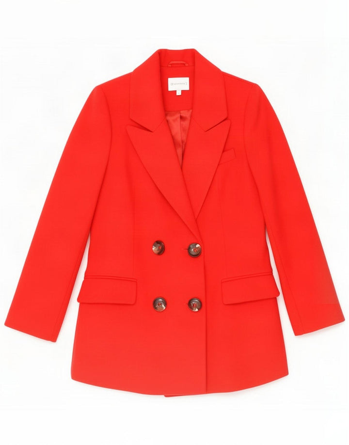 Warehouse Womens Double Breasted Blazer Jacket UK 10 Small Red Poliéster