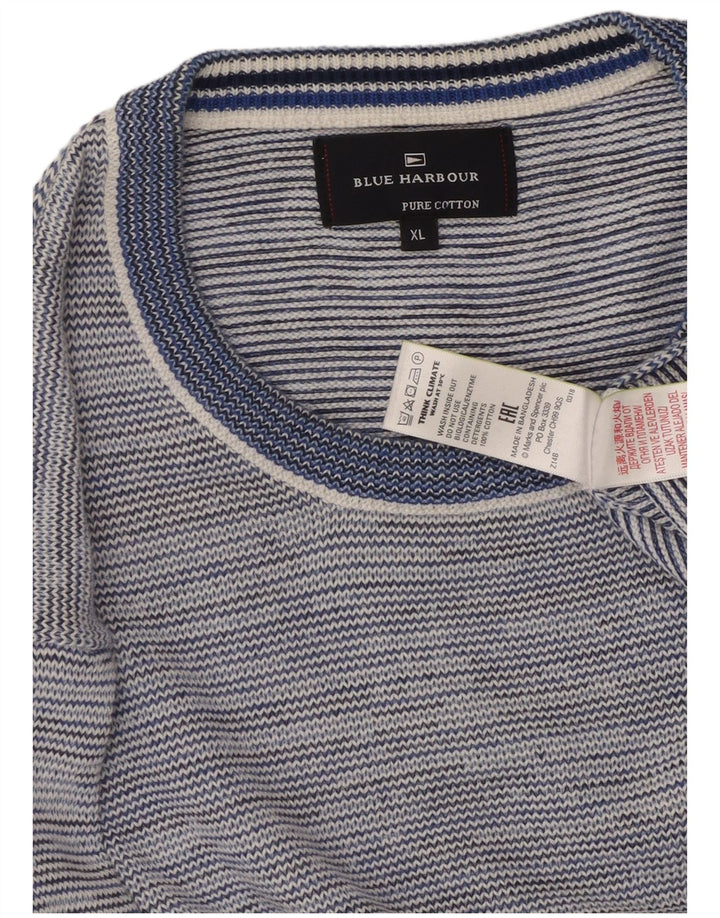 Suéter masculino Marks & Spencer Blue Harbor com gola redonda XL azul manchado