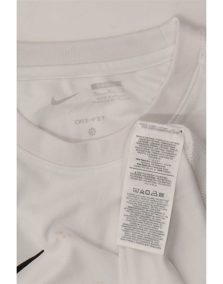 Camiseta masculina Nike Dri Fit Slim Top médio branco poliéster