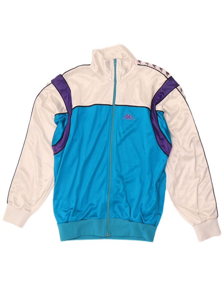 Jaqueta Kappa Boys Graphic Tracksuit 9-10 anos grande bloco colorido branco