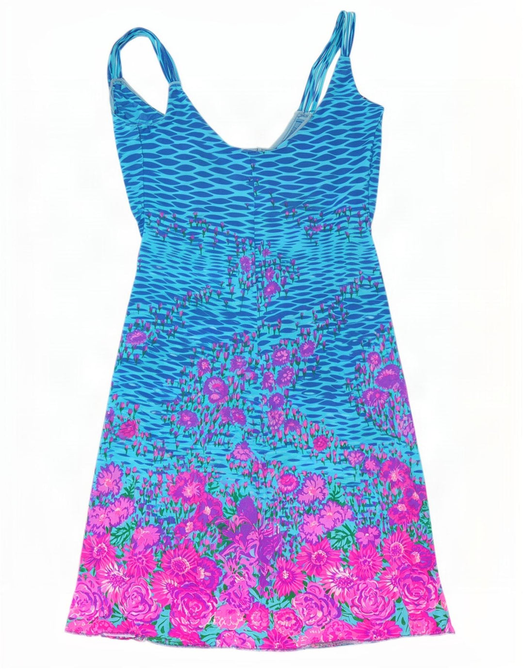Vestido de verão feminino vintage IT 46 grande azul floral