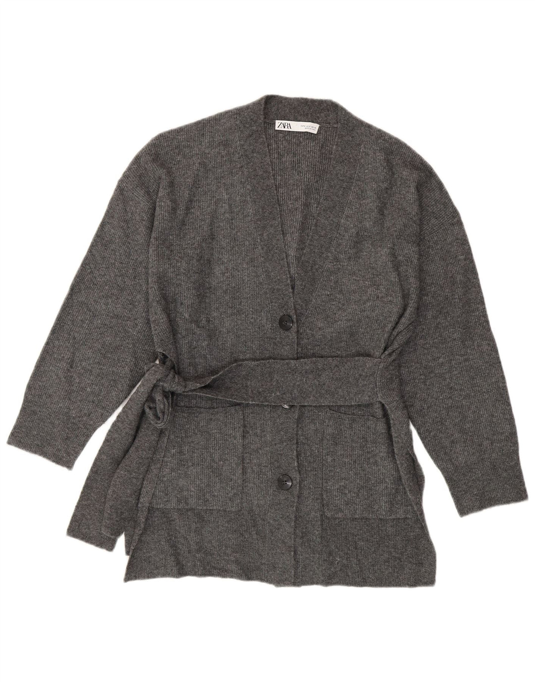 Suéter cardigã feminino ZARA com ajuste solto e palangre Reino Unido 10 pequeno cinza acrílico