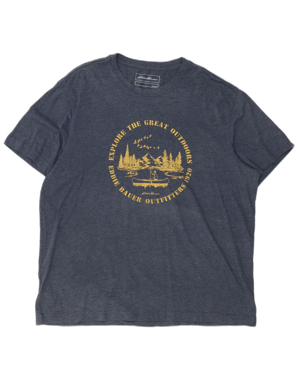 Camiseta gráfica masculina Eddie Bauer Top grande algodão manchado azul marinho
