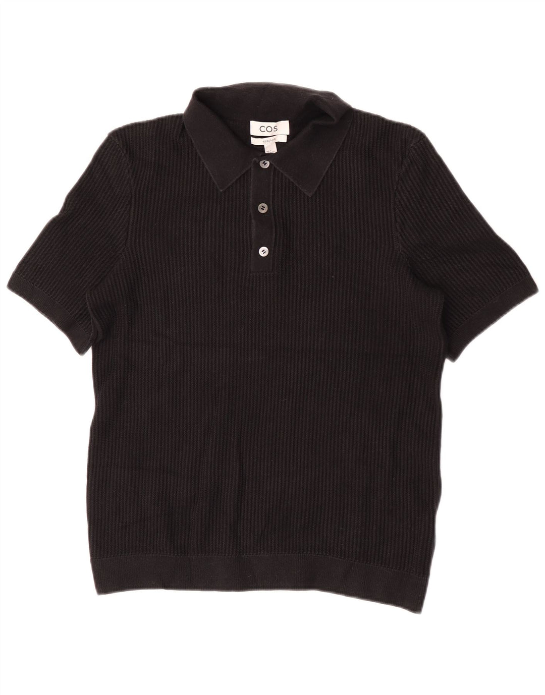 Camisa polo masculina regular Cos pequena de algodão preto