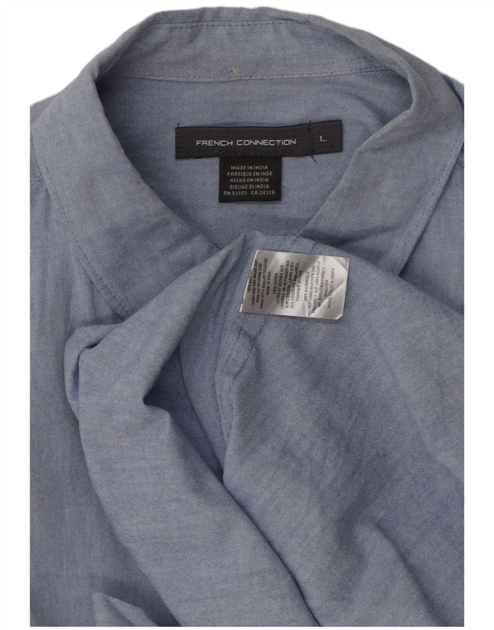 Camisa masculina French Connection grande algodão azul