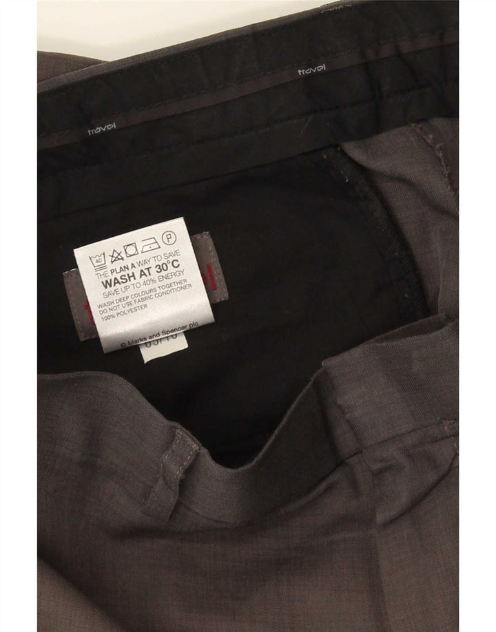 Calça chino reta masculina Marks & Spencer W36 L29 poliéster cinza