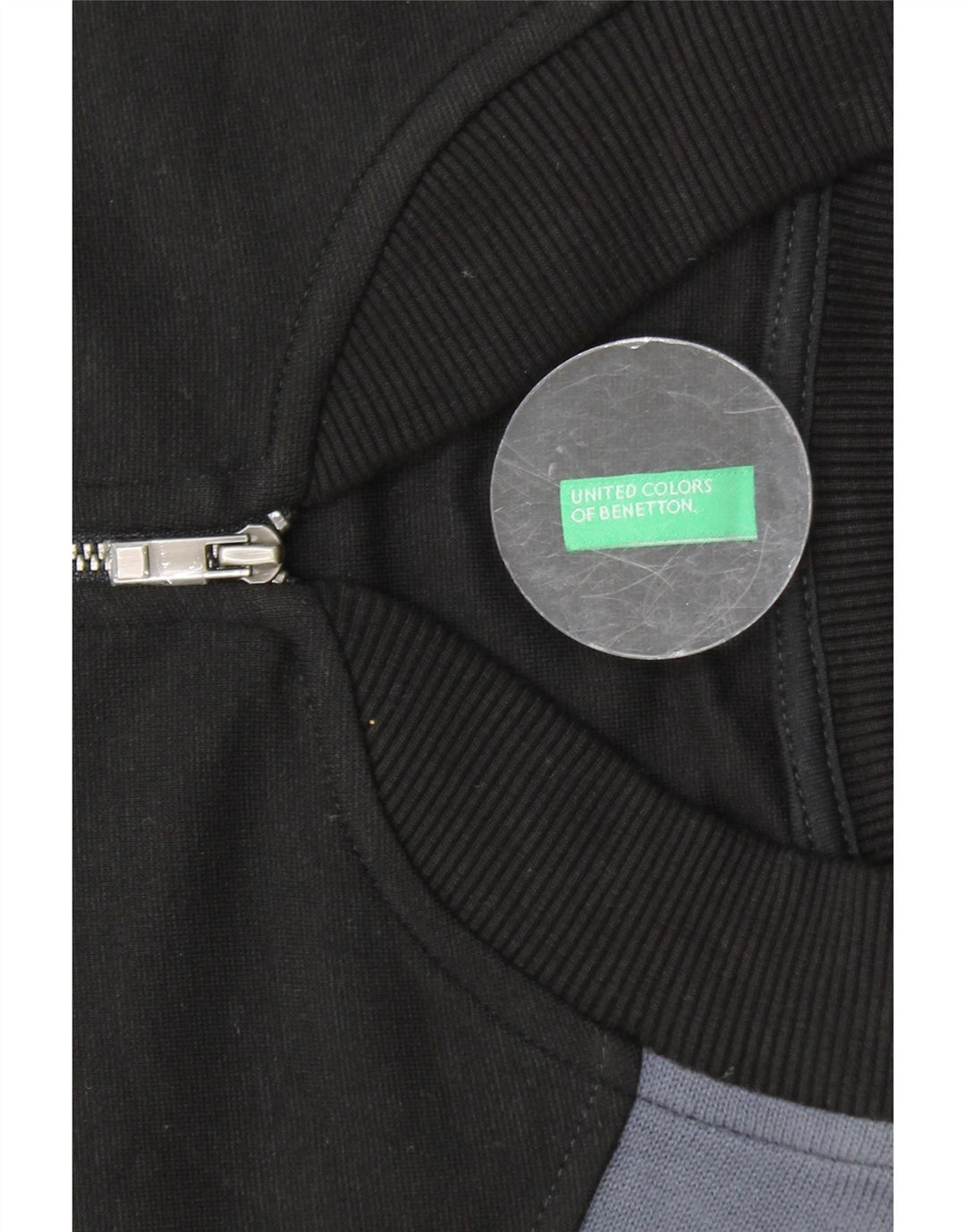 Jaqueta feminina BENETTON Crop Tracksuit UK 16 grande bloco colorido preto