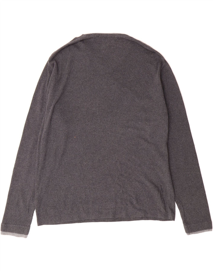 PIERRE CARDIN Mens V-Neck Jumper Sweater 2XL Grey Cotton Vintage Pierre Cardin and Second-Hand Pierre Cardin from Messina Hembry 