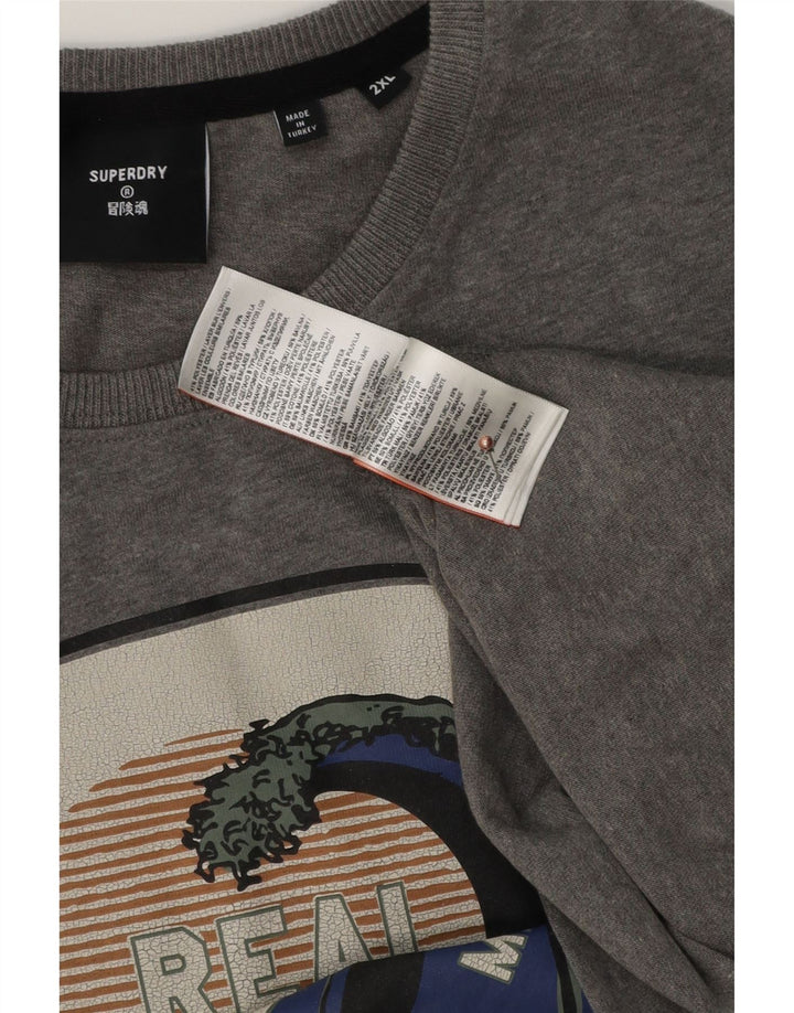 Camiseta gráfica masculina Superdry Top 2XL algodão cinza