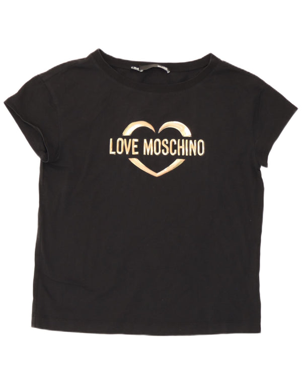 Moschino Womens Graphic T-Shirt Top UK 14 Large Black