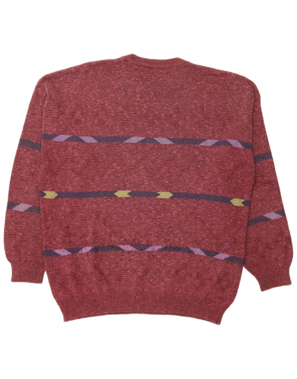 Suéter masculino ALLORA com gola redonda IT 56 2XL algodão geométrico borgonha