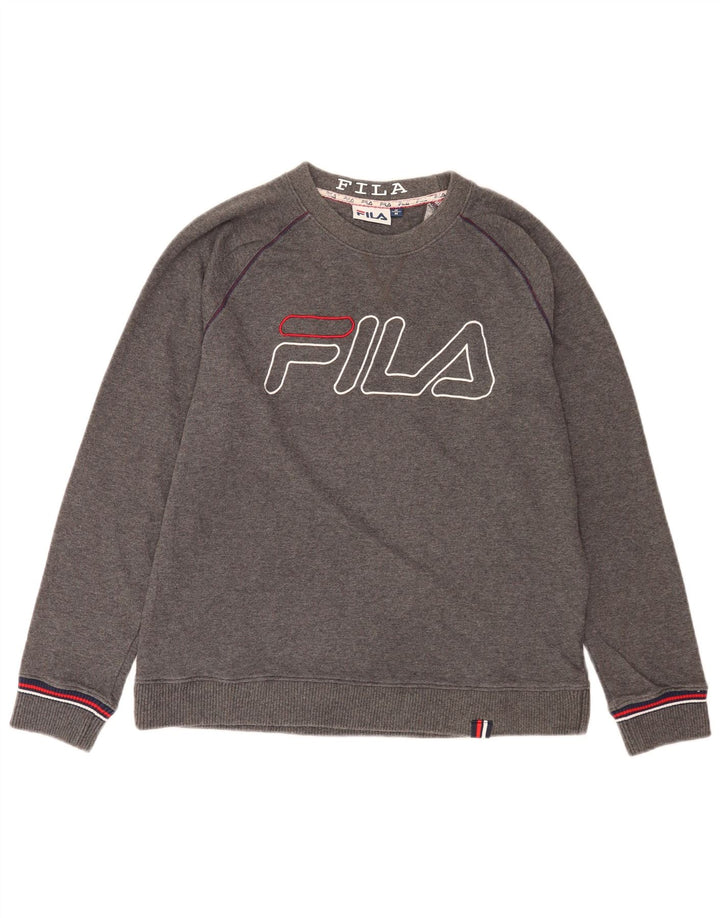 Fila Mens Graphic Moletom Jumper Médio Algodão Cinza