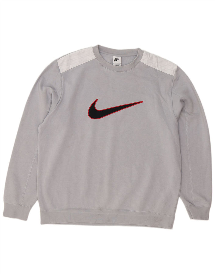 Moletom gráfico masculino Nike Jumper grande cinza colorblock poliéster
