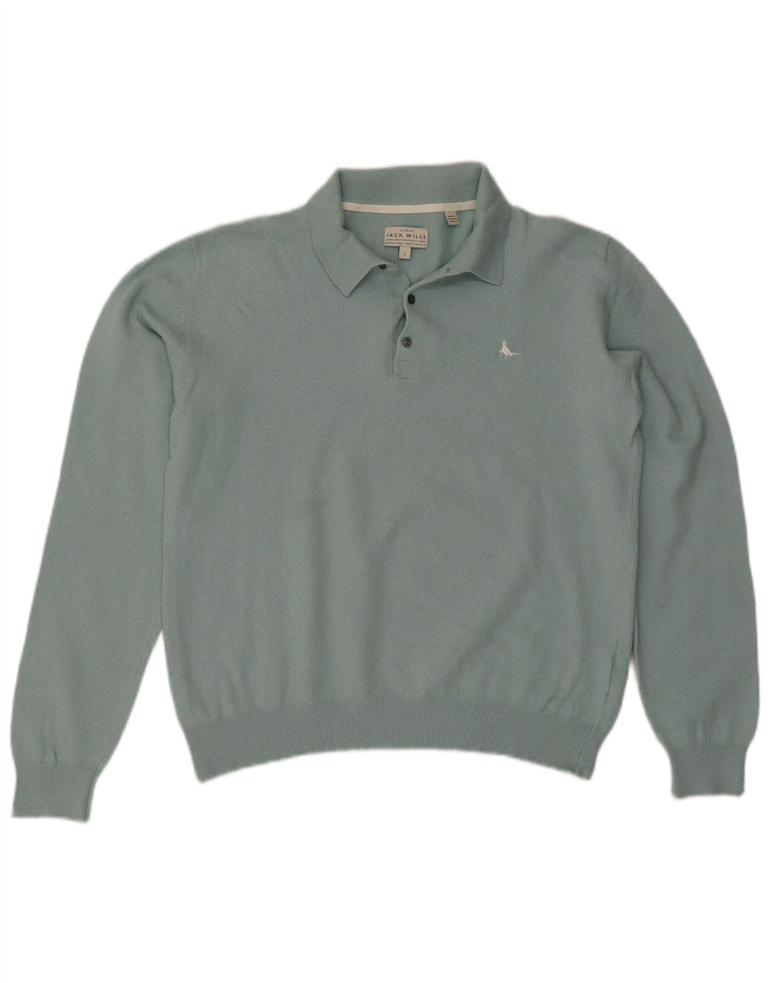 Suéter masculino JACK WILLS com gola polo e algodão azul grande