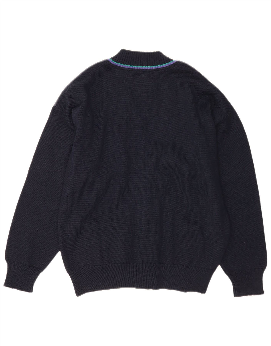 Suéter cardigã masculino Il Granchio médio azul marinho lã colorblock