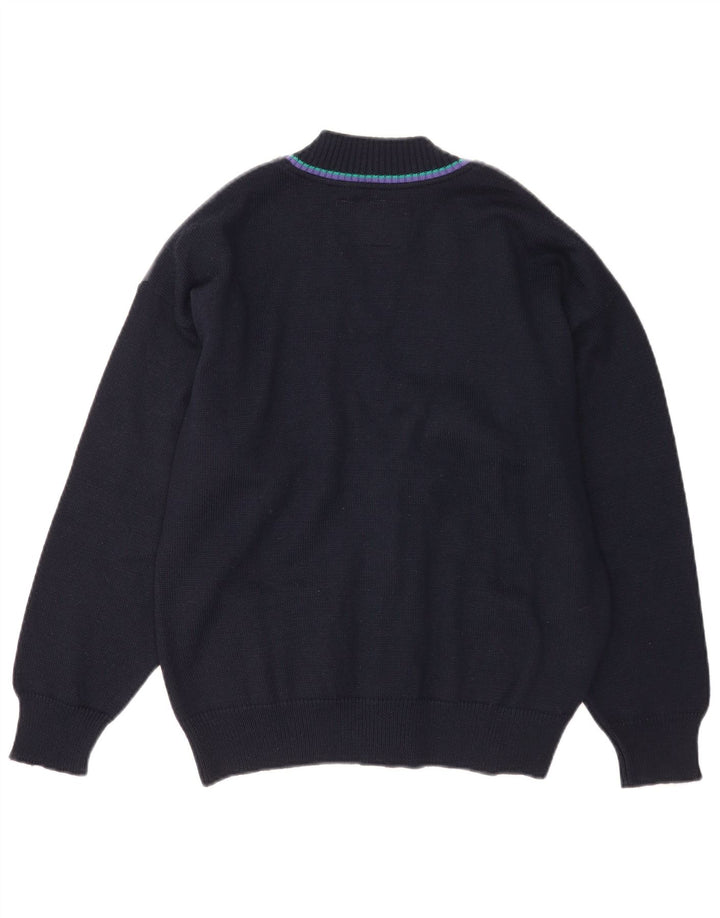 Suéter cardigã masculino Il Granchio médio azul marinho lã colorblock