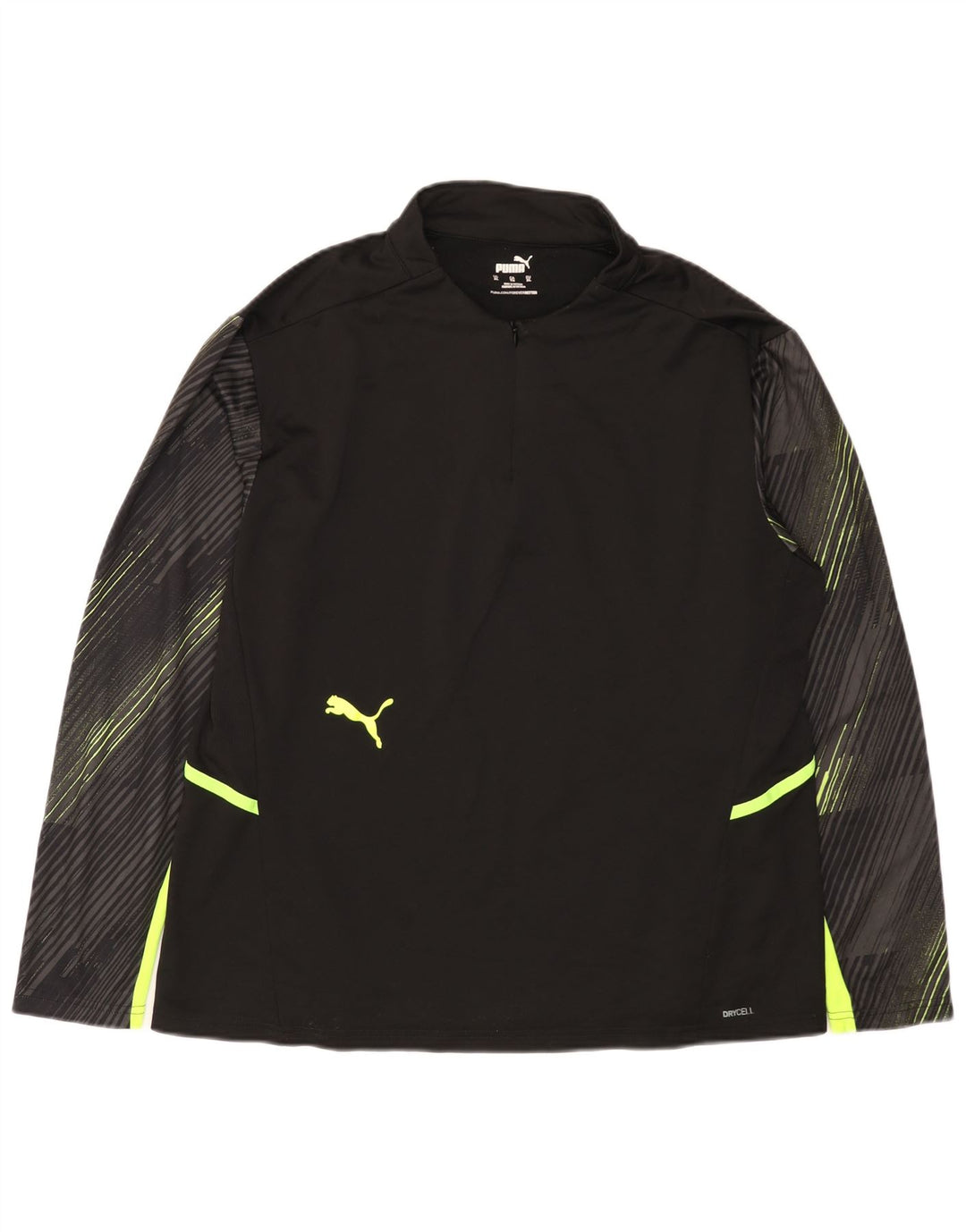 Pulôver feminino PUMA com zíper e gola alta, gola redonda, preto, listrado