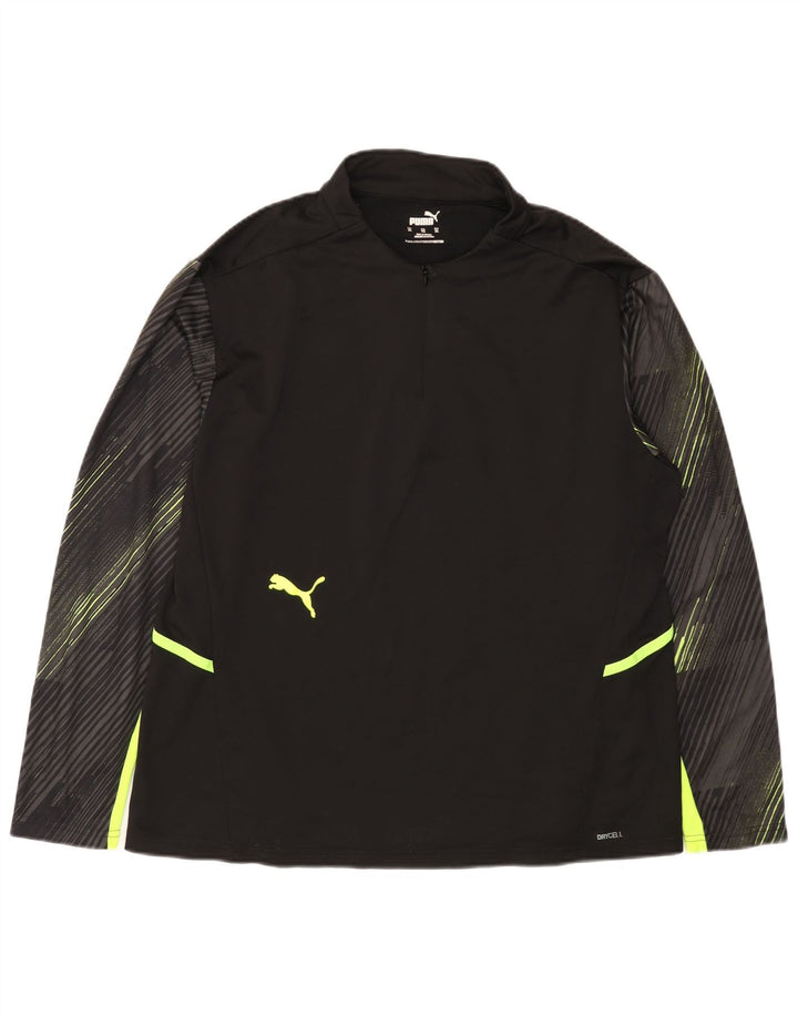 Pulôver feminino PUMA com zíper e gola alta, gola redonda, preto, listrado