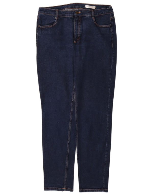 Jeans retos femininos Marks & Spencer Reino Unido 16 grande W34 L32 algodão azul marinho